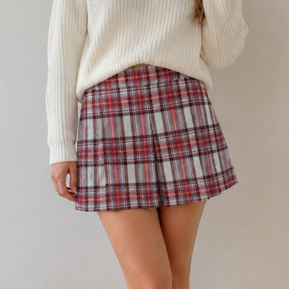 J.Crew BD524 Pleated Mini Skirt in Vintage Plaid Womens 6 Wool High-waisted NWT